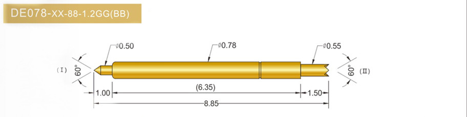 078雙頭探針尺寸、BGA雙頭頂針、雙向可動探針、帶彈簧頂針、測試探針