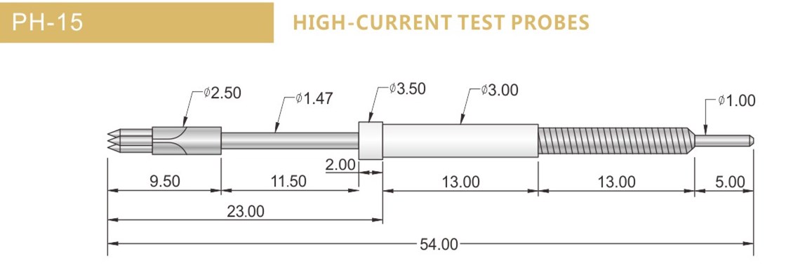 PH-15測試探針尺寸,華榮華探針選型規格 PH-15測試探針尺寸,華榮華探針選型規格